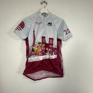 Voler Womens Bordeaux Flying Dogs Cycling Jersey Large Zip Up Short Sleeve Red